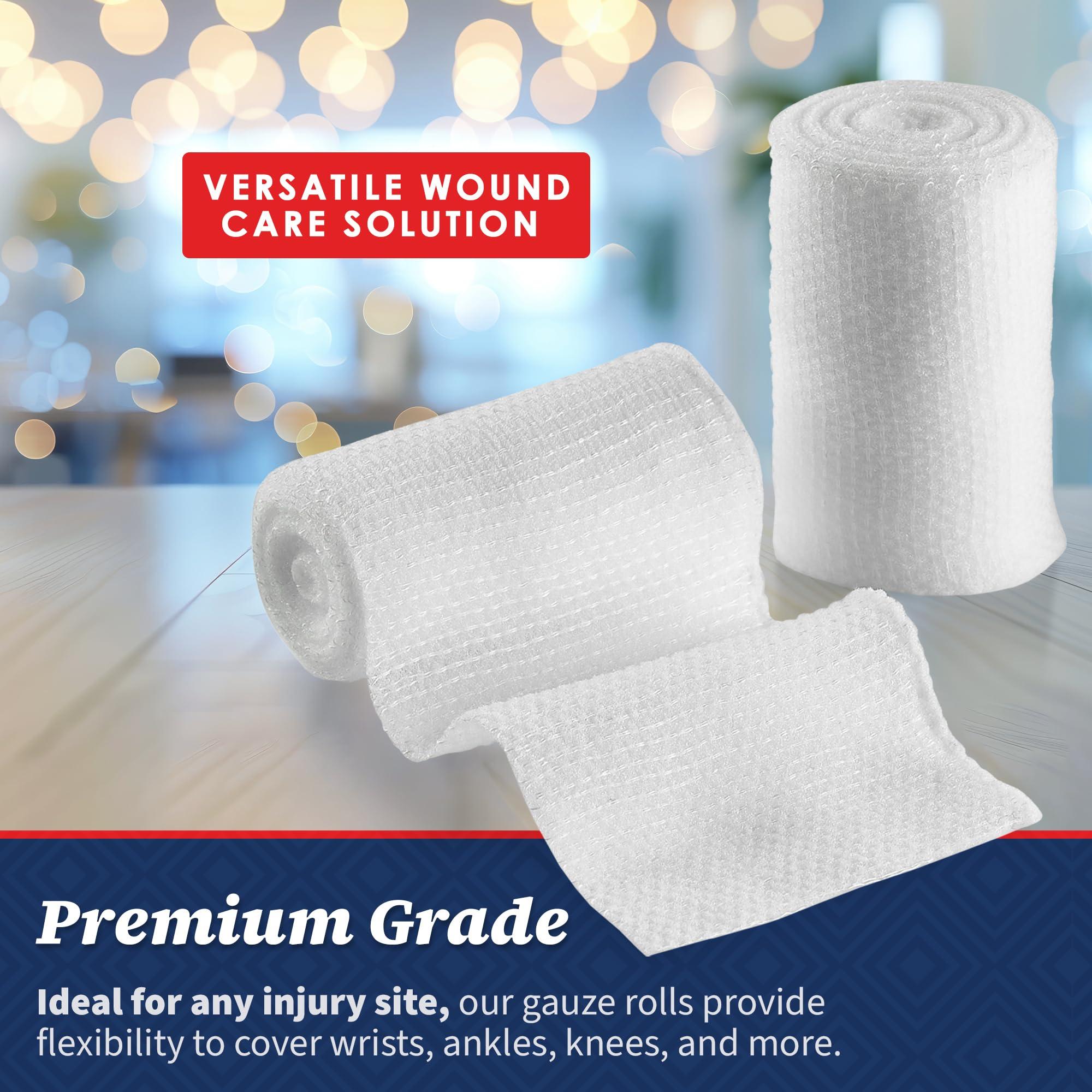 MEDca Gauze Bandage Rolls - (12 Pack) 2 in x 4.1 Yards Per Roll of Medical Grade Gauze Bandage and Stretch Bandage Wrapping for Dressing All Types of Wounds and First Aid Kit by MEDca, (2-Inch, 12 Pcs)