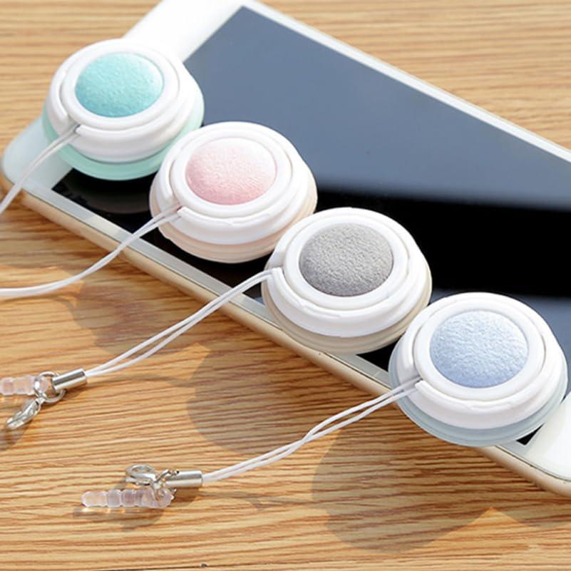 Healifty Healifty Pouch Microfiber Cleaning Cloth Macaron Shape - 4pcs Portable Lens & Screen Cleaner Cloth Keychain Mini Phone Screen Wiper Glasses Eyeglass Brush (Pink,Blue,Green,Khaki)