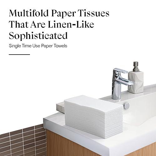 Nechtik 100 Disposable Linen Feel Guest Towels - Paper Hand Towels for Bathroom - Cloth Like White Paper Towel - Cocktail Hand Napkins - Highly Absorbent, Soft Fancy Guest Hand Towels 12\" X 17\" (Pack Of 100)