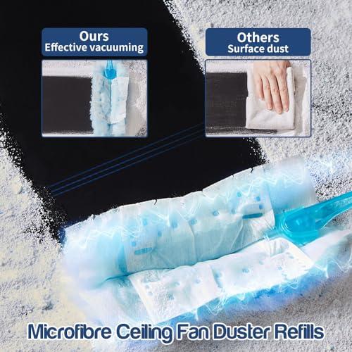 Setoolly 50 Packs Duster Refill for Swiffer Duster, Multi Surface Feather Dusters Kit with 2 Handle, Heavy Duty Duster Refills, Multi Surface 360 Duster Refills