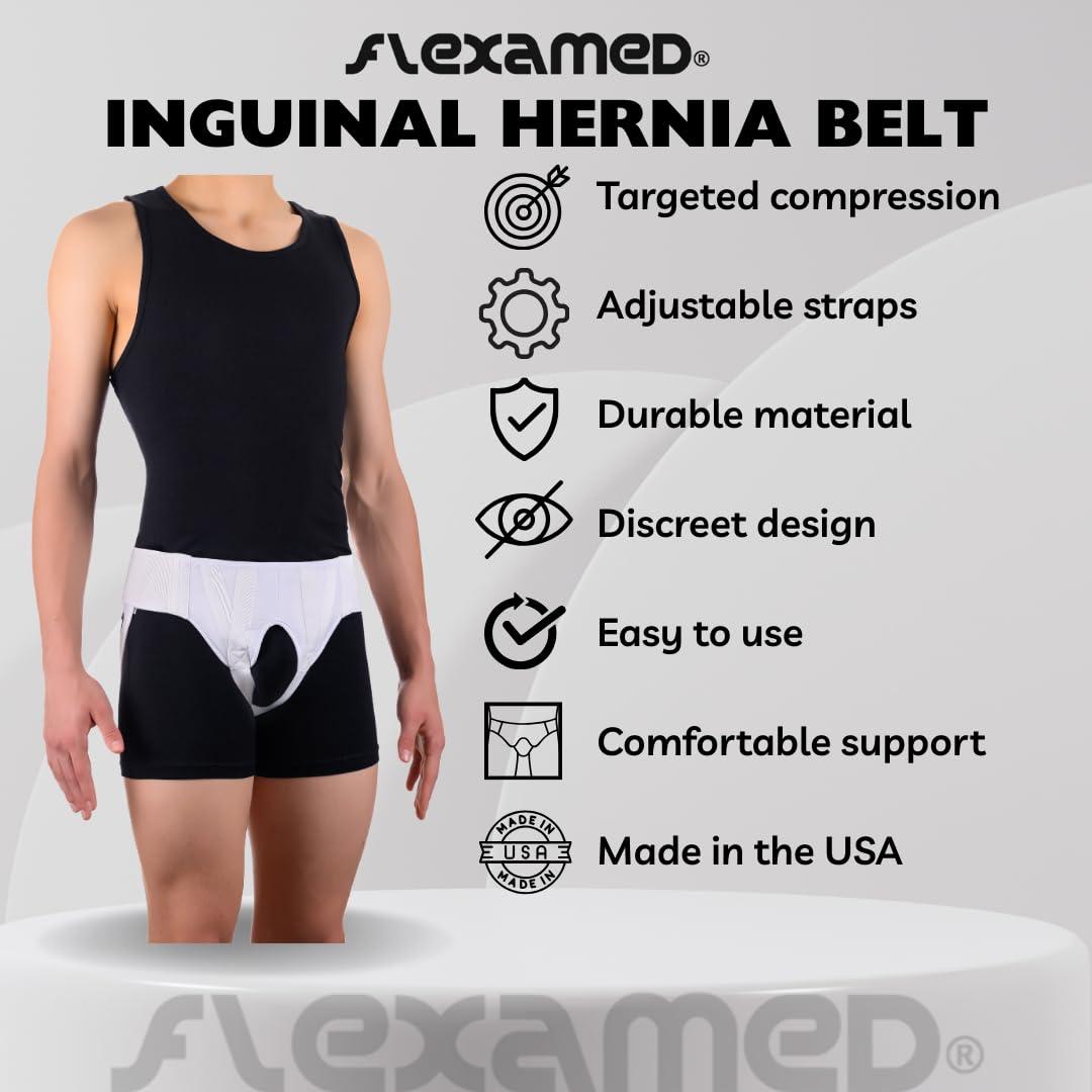 FlexaMed FlexaMed Double Inguinal Groin Hernia Truss with Compression Pads White - Large