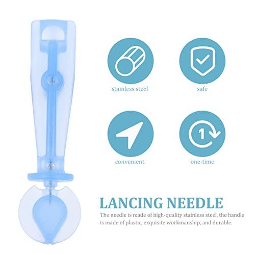 Healifty Lancets for Blood Testing, 200pcs Safety Lancets 30G Lancet Pen Tip Needle Bloodletting Pens Blood Sample Lancets for Blood Glucose Testing, Sky- Blue