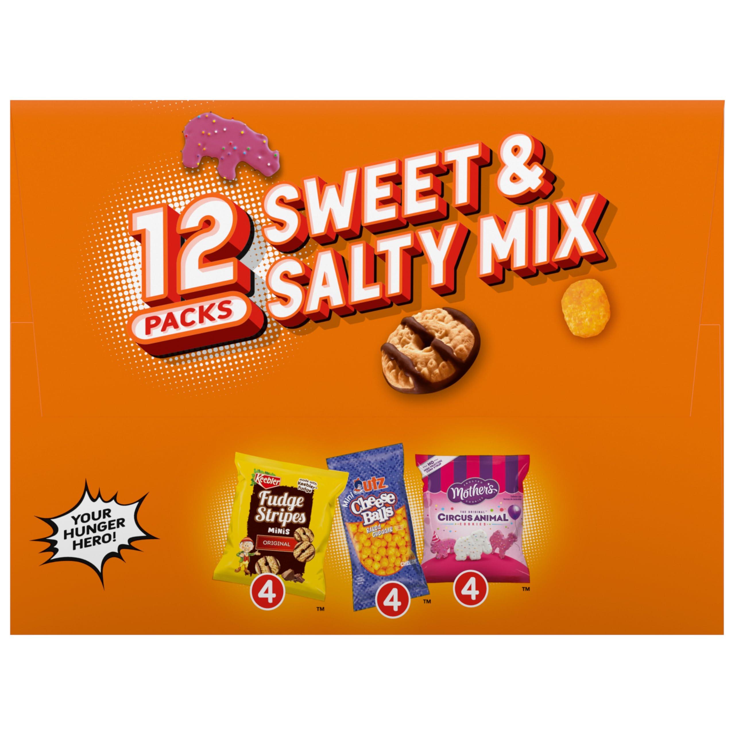 Keebler Keebler Sweet & Salty Mix, Keebler Fudge Stripes, Mother\'s Circus Animals, Utz Mini Cheese Balls, 1 Oz. (Pack of 12)