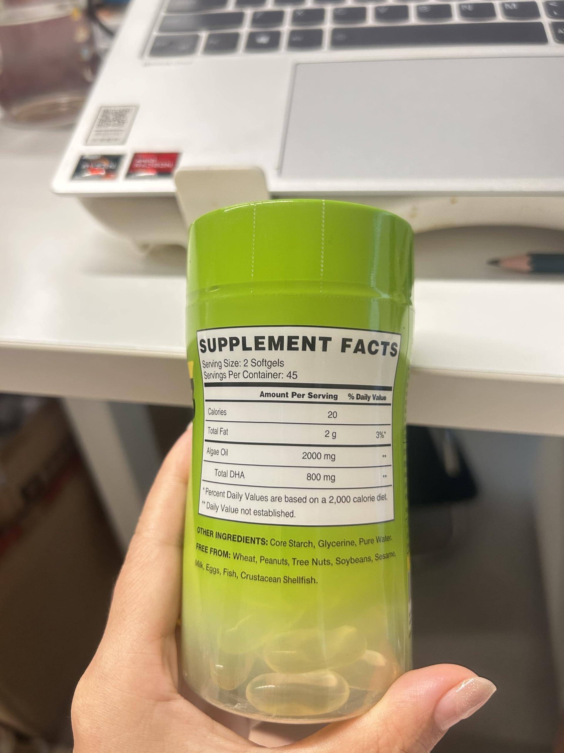 VEGEPOWER Vegan Omega-3 Algae DHA Supplements - 2000mg Algae Oil, Plant-Based Prenatal Algal DHA, 90 Carrageenan Free Softgels -Sustainable Fish Oil Alternative Supports Brain, Heart, Eyes, Joint Health