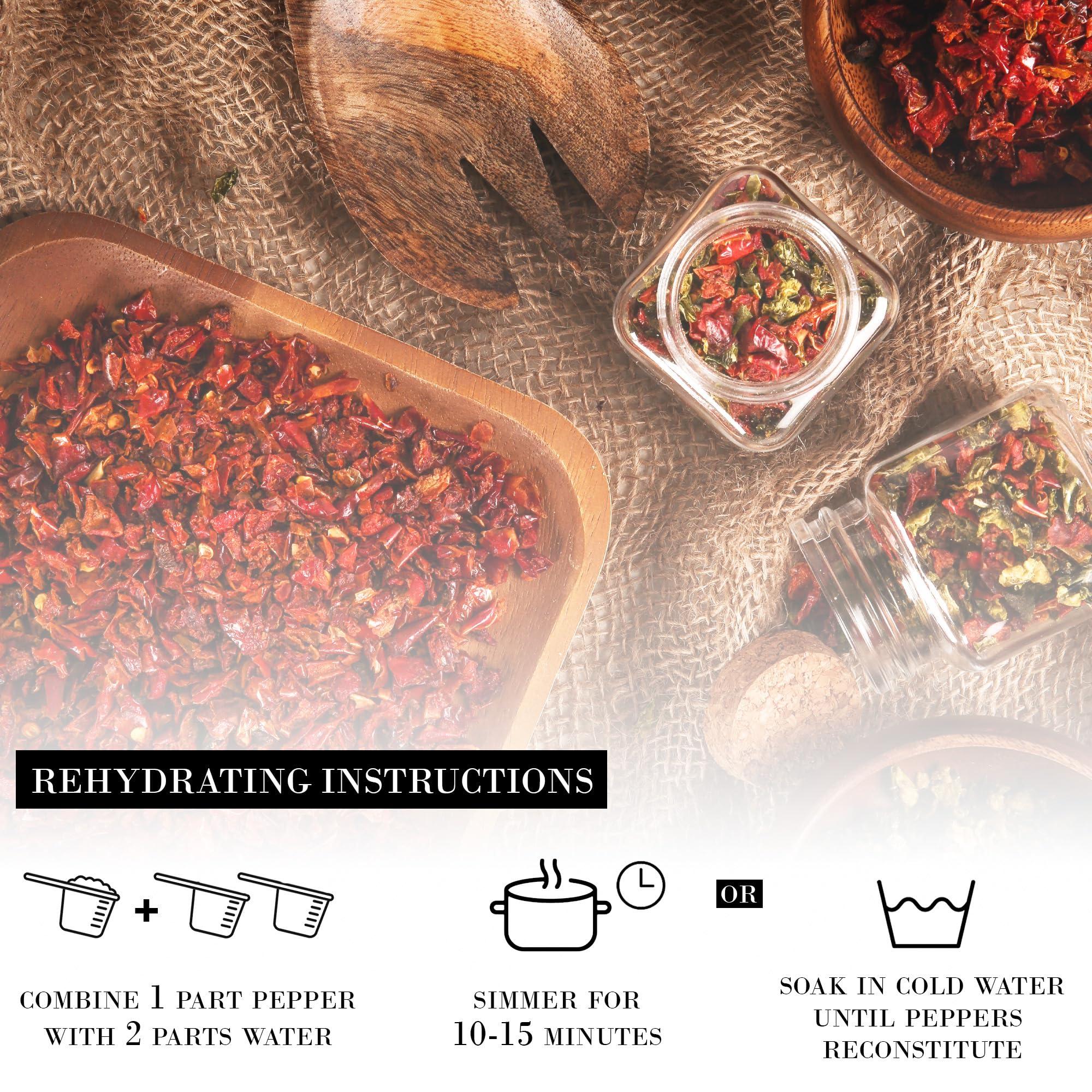 Gourmanity Gourmanity Dried Red Bell Peppers, Flavorful Diced Peppers Fresh and Appetizing, Perfect for Ramen Bae Ramen Toppings Soups Stir-Frys and Stews, All Natural, Resealable 4oz Bag.