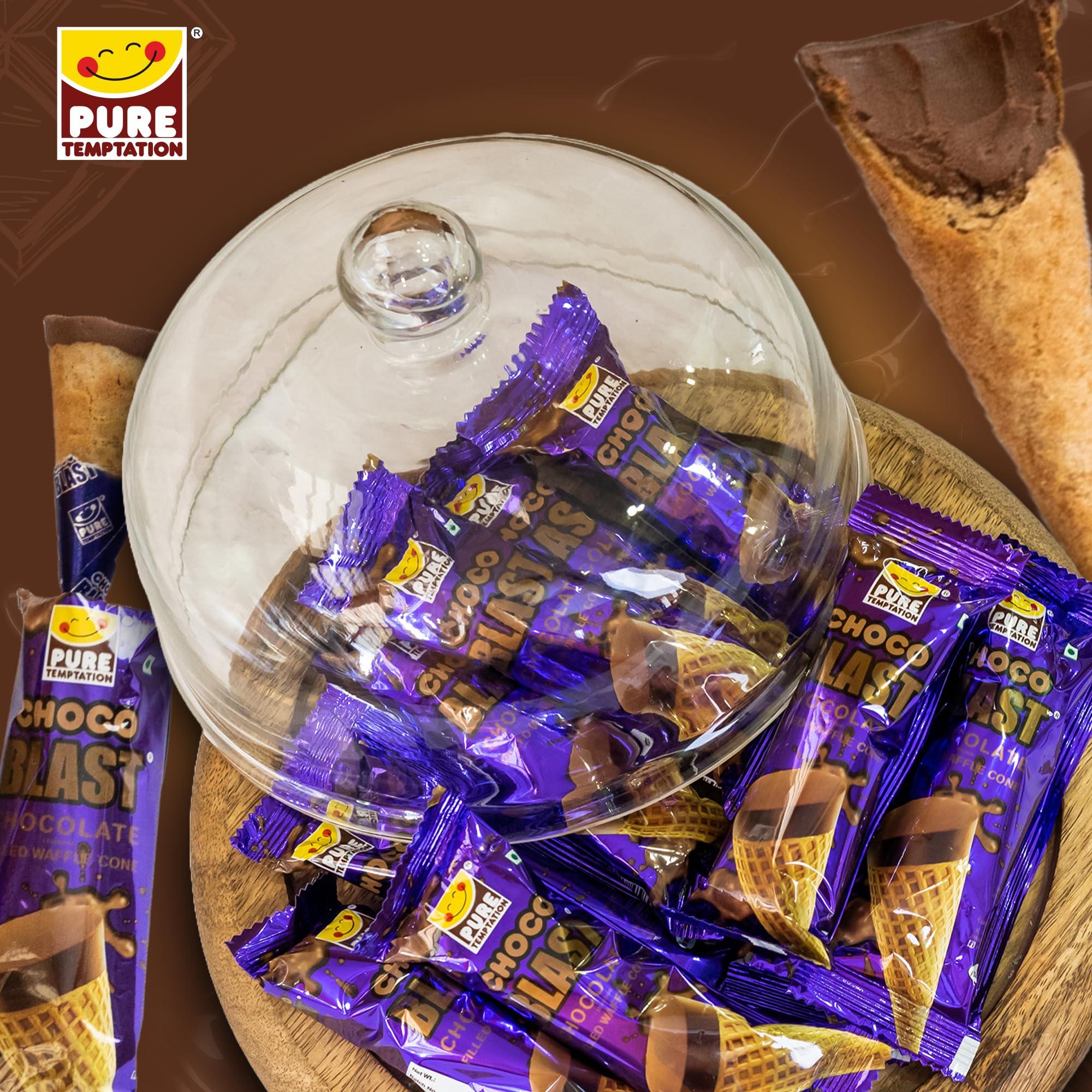 Pure Temptation Pure Temptation Gold Chocoblast Waffle Cones [10 Pieces] Snacks for Kids & Adults - Non-Meltable Chocolate Gift Box - Individually Wrapped Chocolate-Filled Waffle Cones Bites for Christmas Gifts