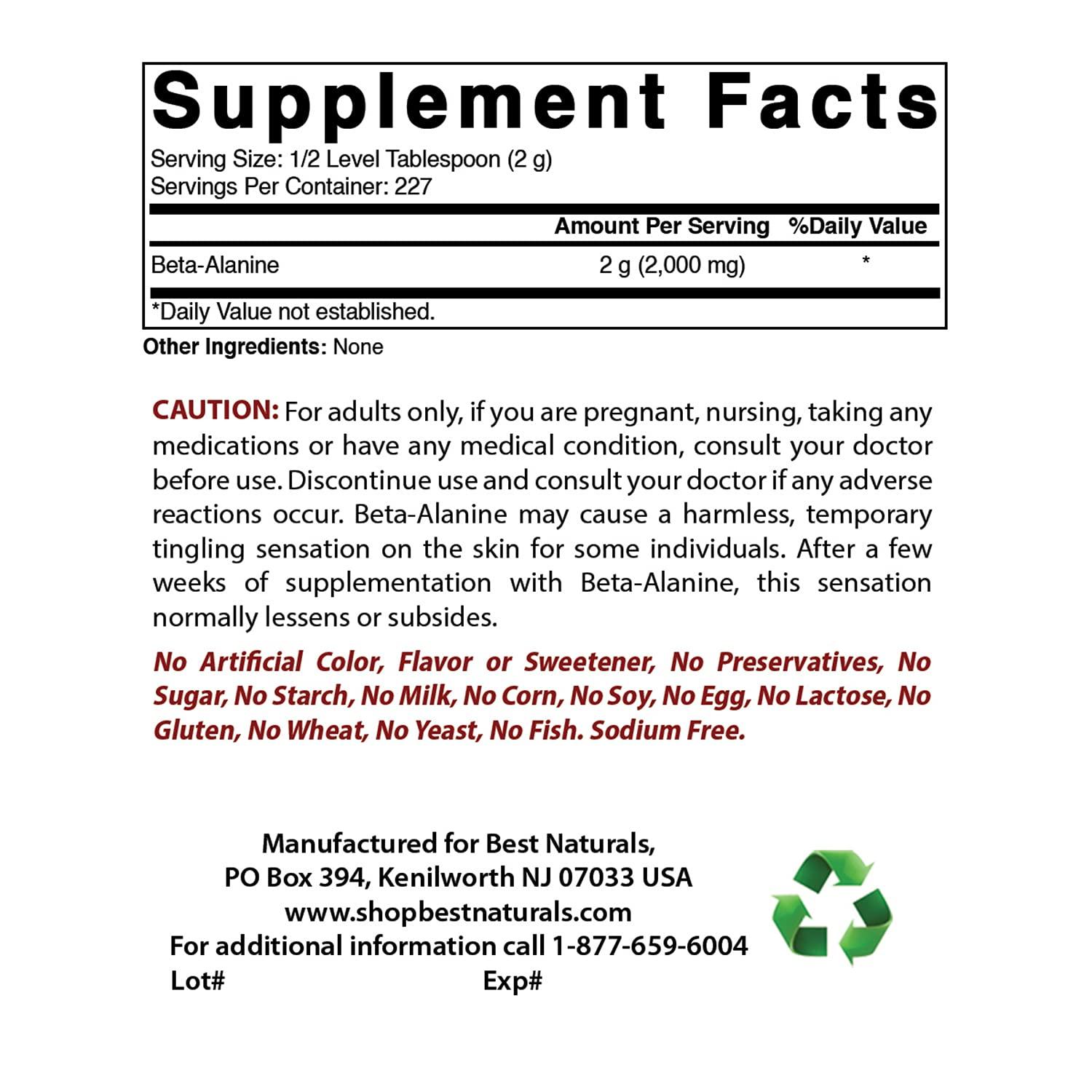 Best Naturals Taurine Powder 1 Lb & Beat Alanine Powder 1 Lb