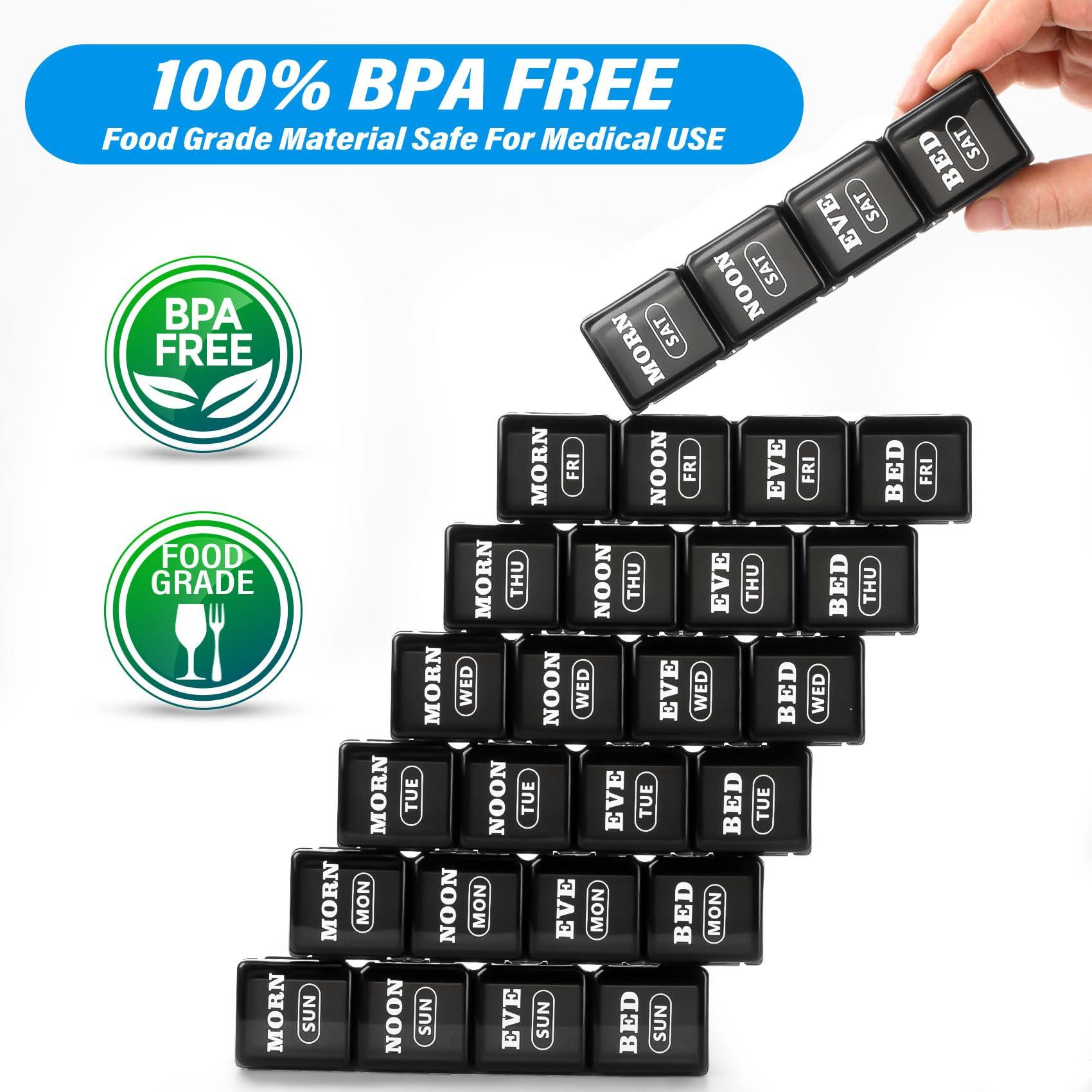 mossime XL Large Weekly Pill Organizer 4 Times a Day, 7-Day Pill Boxes and Organizer AM PM, Big Compartments Pill Case, Monthly Medication Organizer 28 Days Dispenser for Fish OilsB-B