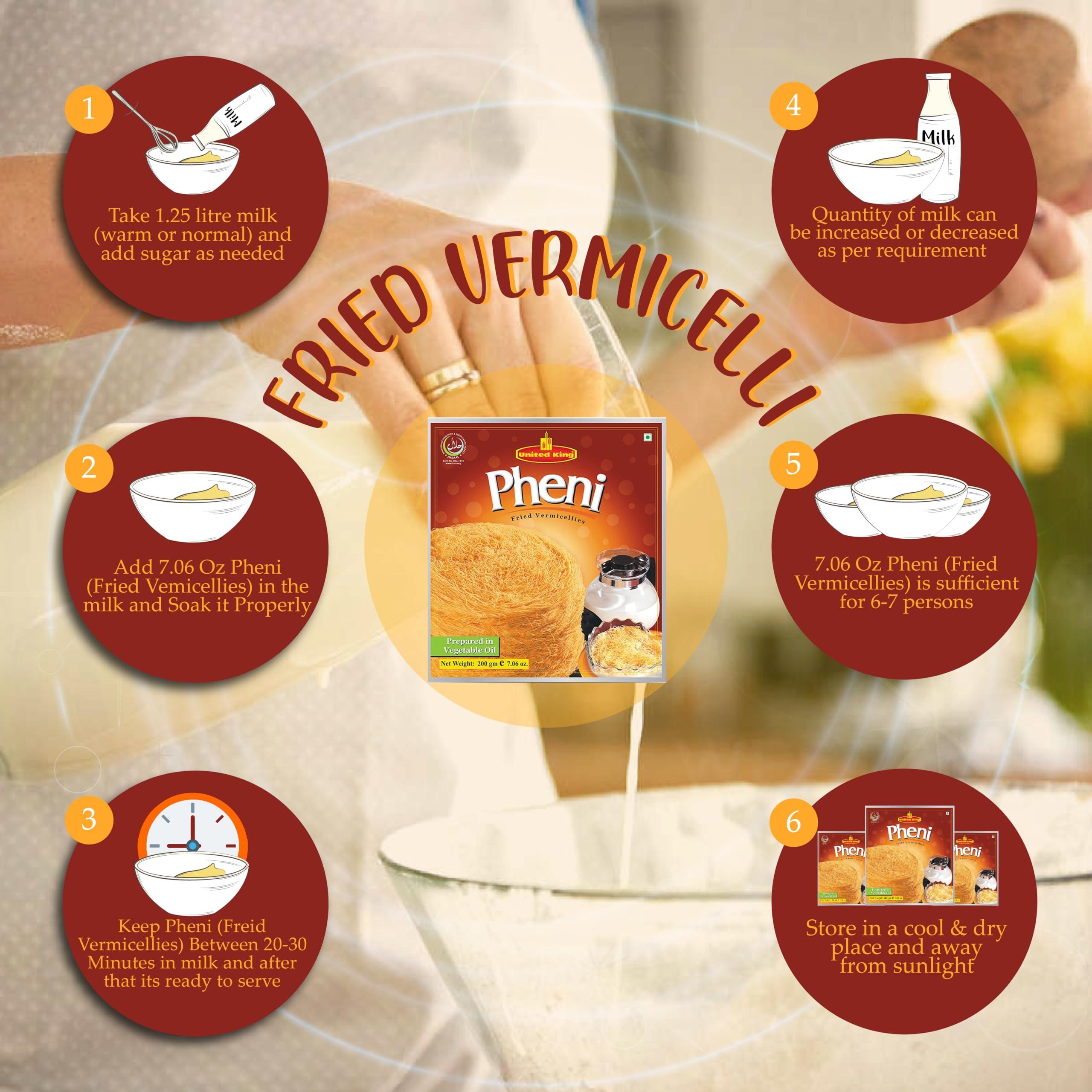 UNITED KING United King Pheni - Fried Vermicelli - 200 Grams (7.05Oz) - Crispy Delight for Festivals & Occasions || Perfect with Milk for Children and All Ages, Rich in Fiber Healthy Snacks for All!