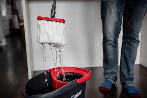 O-Cedar O-Cedar EasyWring Microfiber Spin Mop, Bucket Floor Cleaning System, Red, Gray, Standard