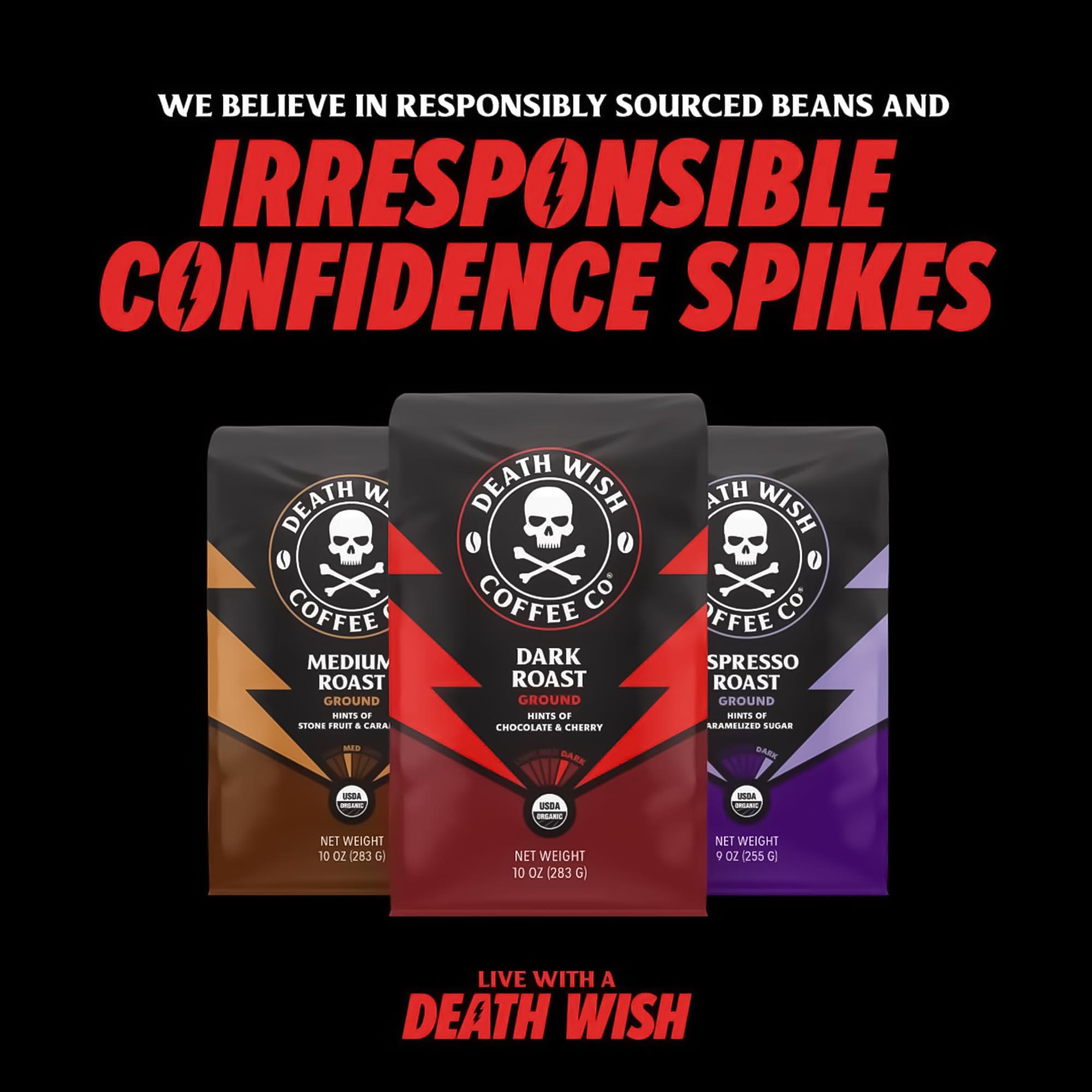Death Wish Coffee Co. Death Wish Coffee Co., Organic and Fair Trade Dark Roast Ground Coffee, 16 oz