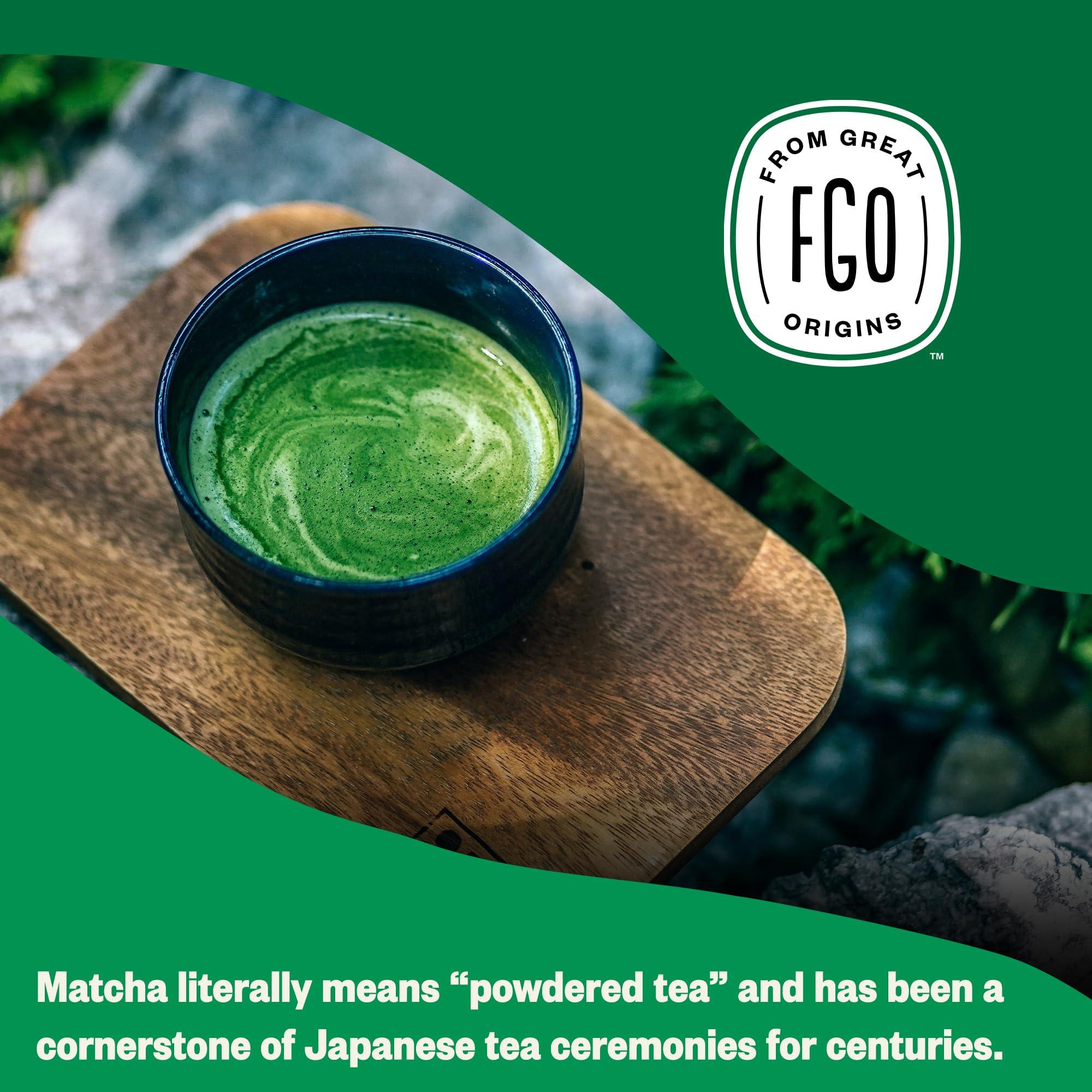 FGO FGO Organic Matcha Latte Powder, 16 Ounce Bulk Resealable Bag, Japanese Matcha with Organic Cane Sugar, Lightly Sweetened, Packaging May Vary (Pack of 1)