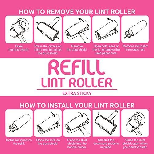 WBM Home WBM Lint Roller Refills, Extra Sticky Lint Remover for Pet Hair, Best for Couch, Clothes & Furniture, Lint Remover, Pack of 4, Total Sheets 240