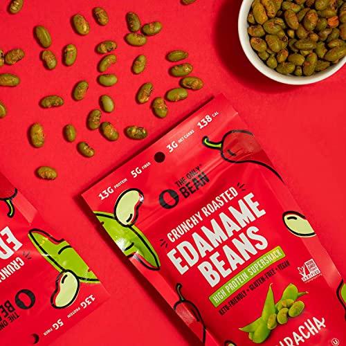 The Only Bean The Only Bean Crunchy Roasted Edamame Snack (Sriracha), High Protein Snacks (13g) Healthy Protein Chips, Keto Friendly Food (2g Net), Plant-Based Vegan Snacks, Office Snacks, Spicy Snack, 4oz (3 Pack)