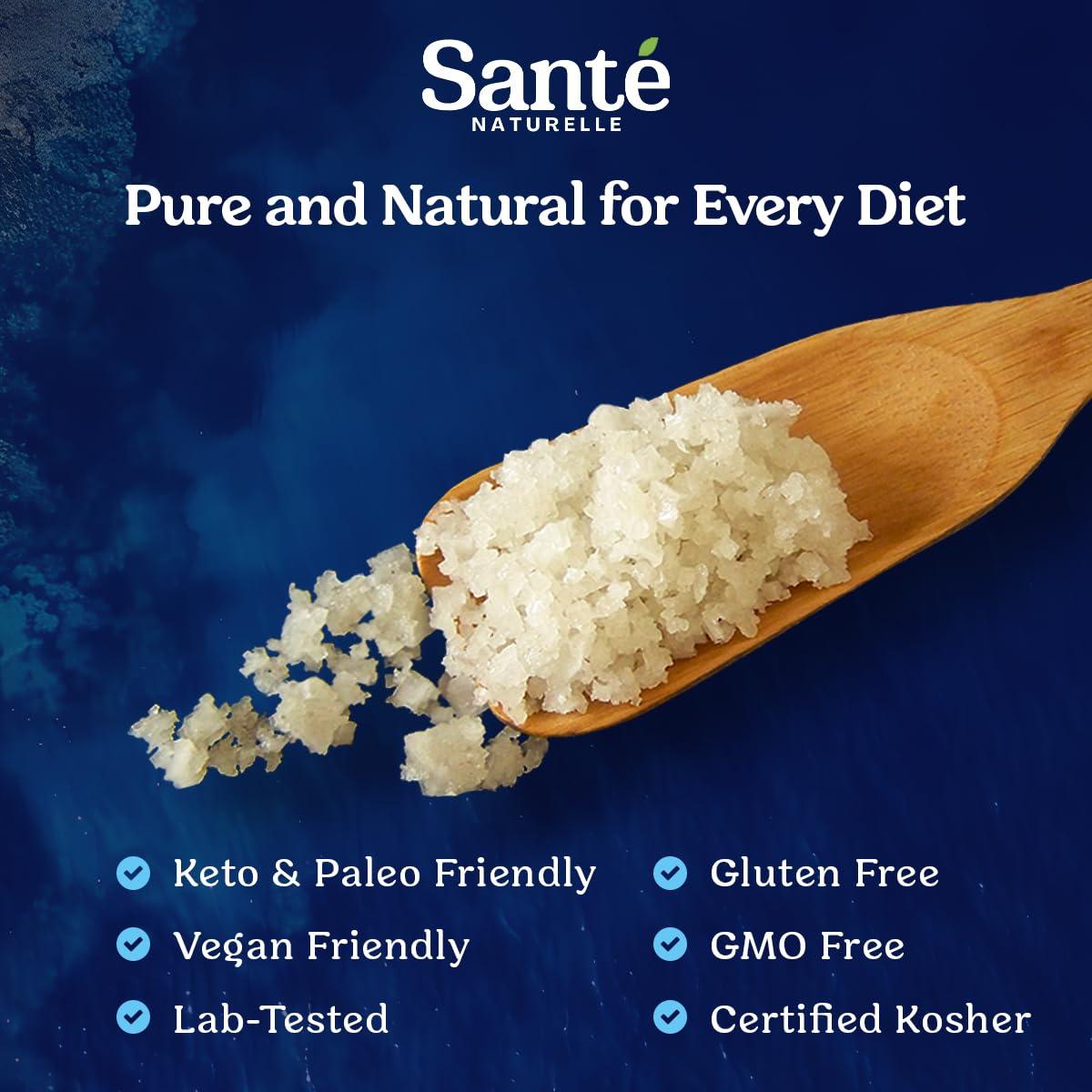 Sante Naturelle Sante Grey Coarse Sea Salt From the Celtic Sea - 1.1lb (18oz) Unrefined French Sea Salt Organic, Rich in 82+ Minerals Salt, 100% Natural & Hand Harvested