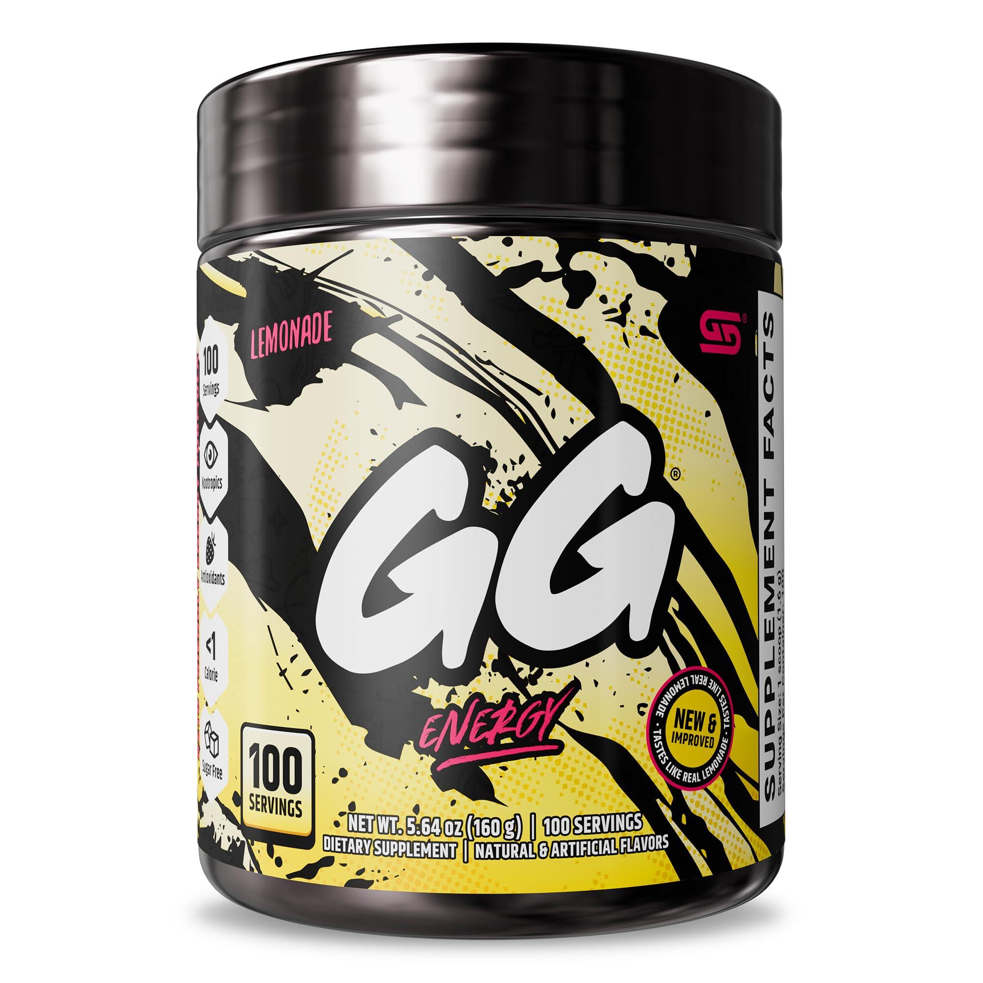 Gamer Supps Gamer Supps, GG Energy Lemonade (100 Servings) - Keto Friendly Gaming Energy and Nootropic Blend, Sugar Free + Organic Caffeine + Vitamins + Immune Support, Powder Energy Drink