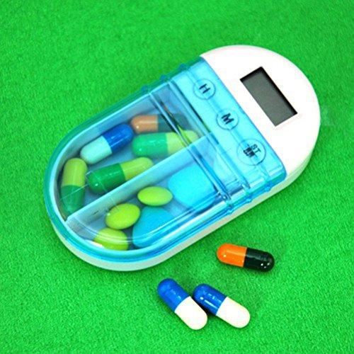 rosenice ROSENICE Portable Electronic Digital Pill Box Timer with Alarm Smart Pill Case Reminder with 2 Compartments