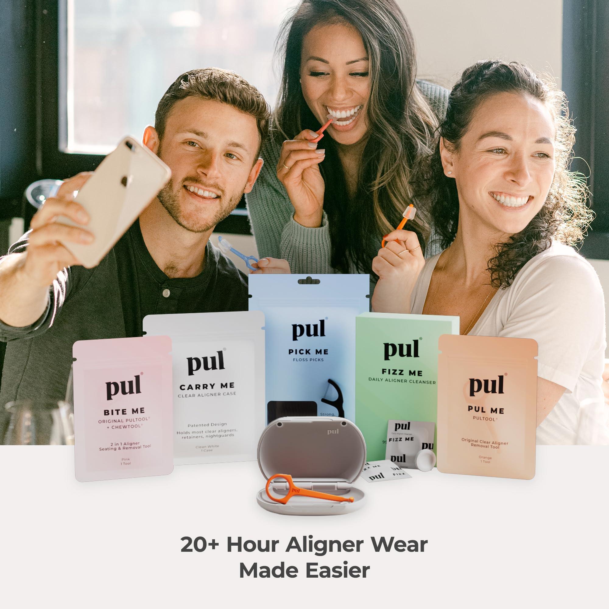 The Pultool PUL Clear Aligner Removal Tool Compatible with Invisalign Removable Braces & Trays, Retainers, Dentures and Aligners - Hygienic Oral Care Accessory, Personal Orthodontic Supplies - Pink (Pack of 4)