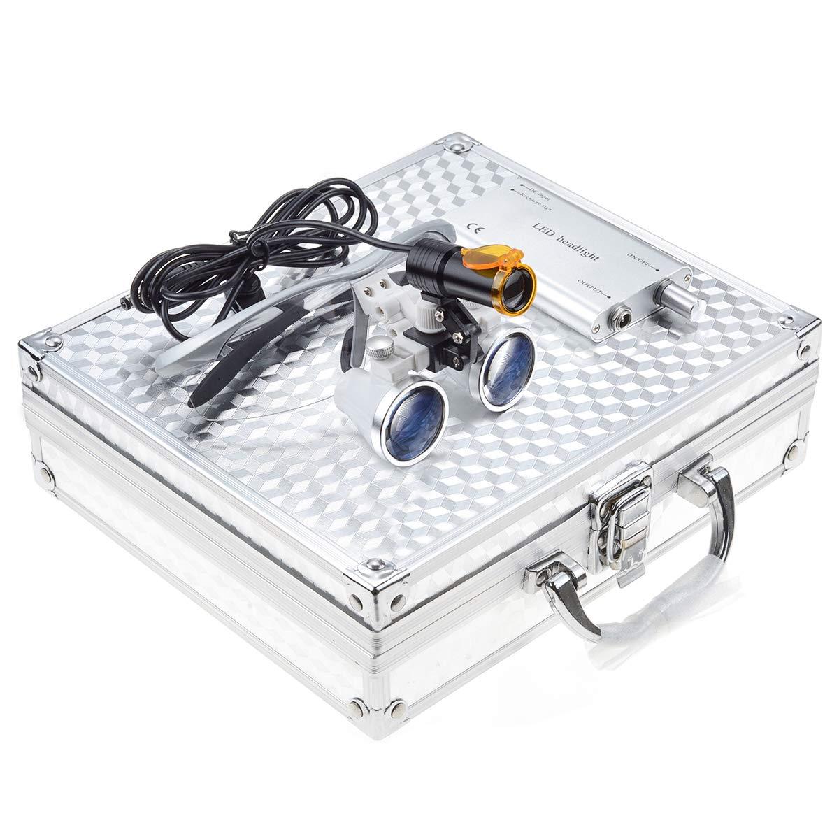 NSKI NSKI 2.5X Loupes Magnifer with 5W High Brightness LED Headlamp with Filter + Aluminum Box (Silver)