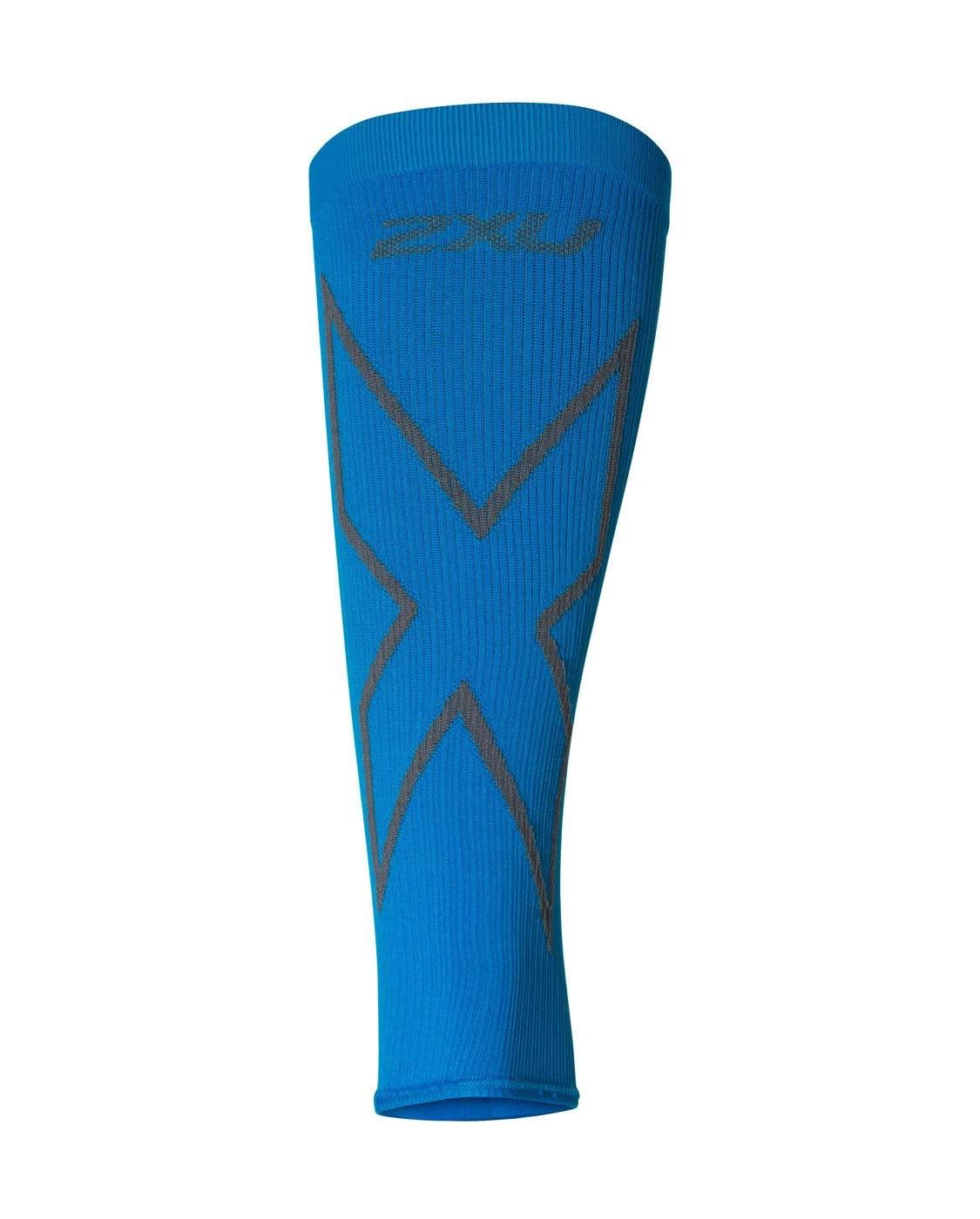 2XU 2XU X Compression Calf Sleeves for Lower Leg Support and Recovery- Vibrant Blue/Grey-S,Lower Leg Compression, Soothing Comfy Gradient Support,