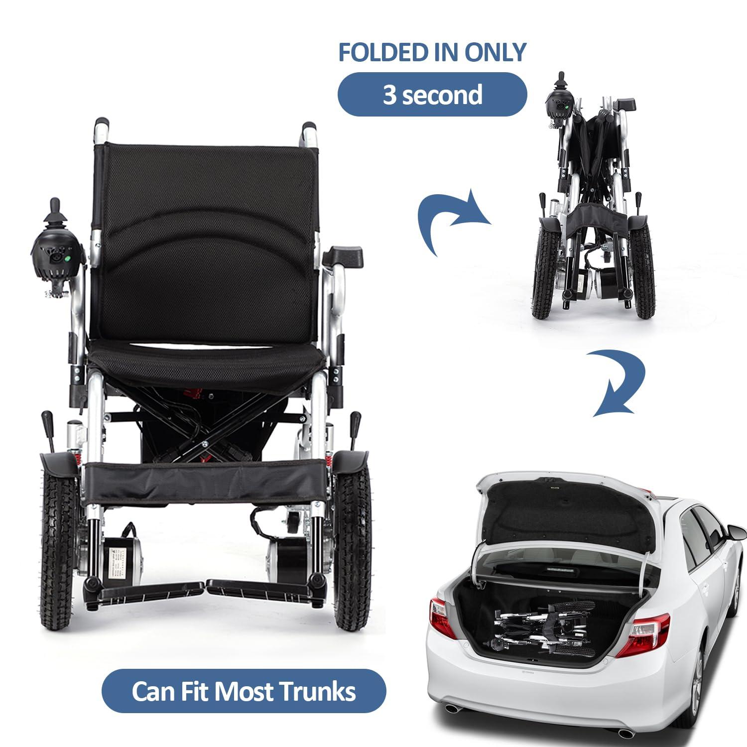 Generic Electric Wheelchair for Adults,20 Miles Long Travel Range Lightweight Foldable Power Wheelchair All Terrain Motorized Wheelchair for Seniors Compact Portable Airline Approved-Supports 330lbs