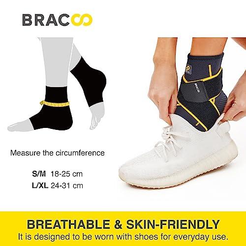 Bracoo Bracoo KS10 Adjustable Compression Knee Patellar Tendon Support Brace (Black) FS60 Ankle Airy Sleeve Brace, 1 Pair, Black (S/M)