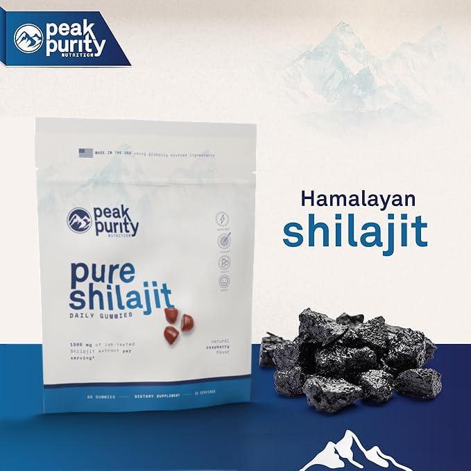 Peak Purity Peak Purity Shilajit Gummies - Pure Himalayan Shilajit for Men, Natural Energy Nootropic Supplement, Shilajit for Women, 85+ Trace Minerals for Focus and Stamina Support, 60 Gummies