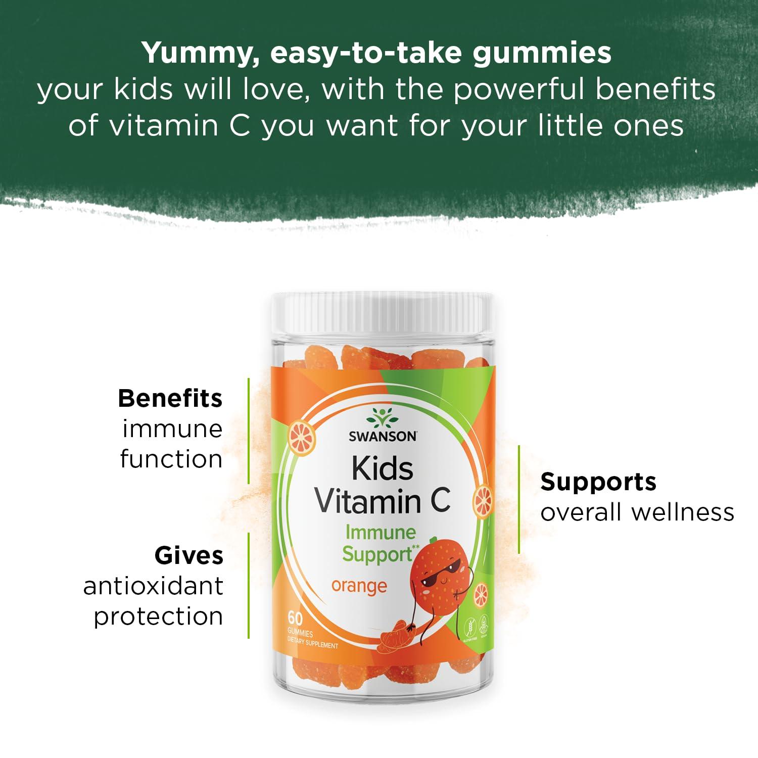 Swanson Swanson Kids Vitamin C Gummies - 60 Orange-Flavored Gummies - Immune Support for Children