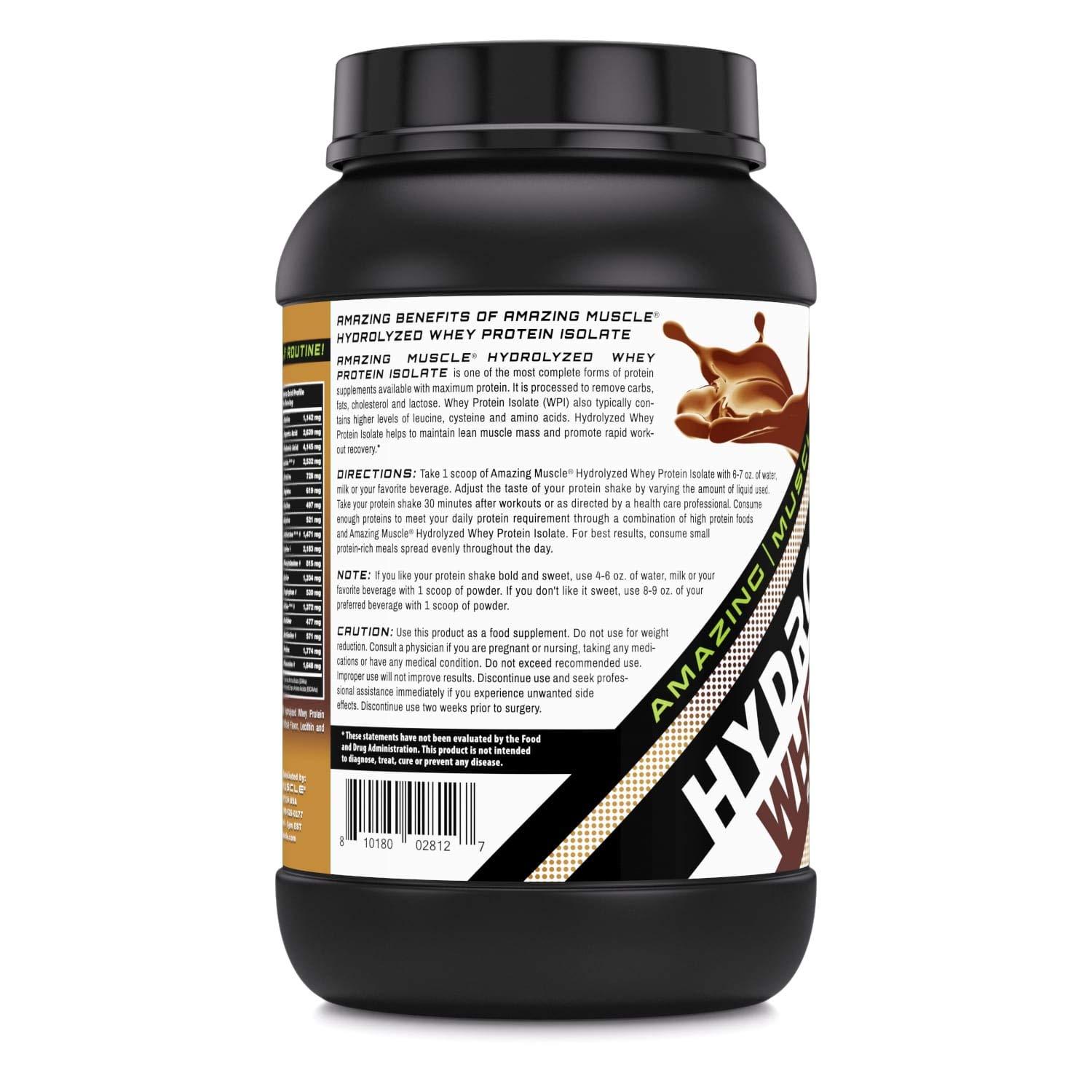 Amazing Nutrition Amazing Muscle Ultra Pure Hydrolyzed Whey Protein Isolate * Supports Lean Muscle Growth & Rapid Recovery (Chocolate)