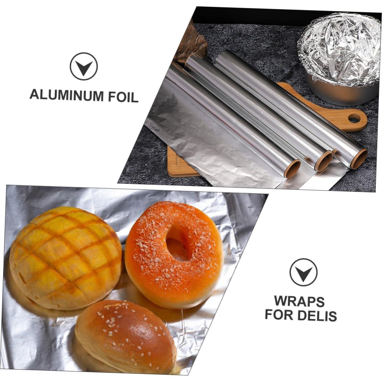 Healeved 4 Rolls aluminum foil paper aluminum foil wrap tinfoil Cooking Tin Foil tray foil pie tin BBQ Tin Foil aluminum baking tin foil wraps pan bakeware
