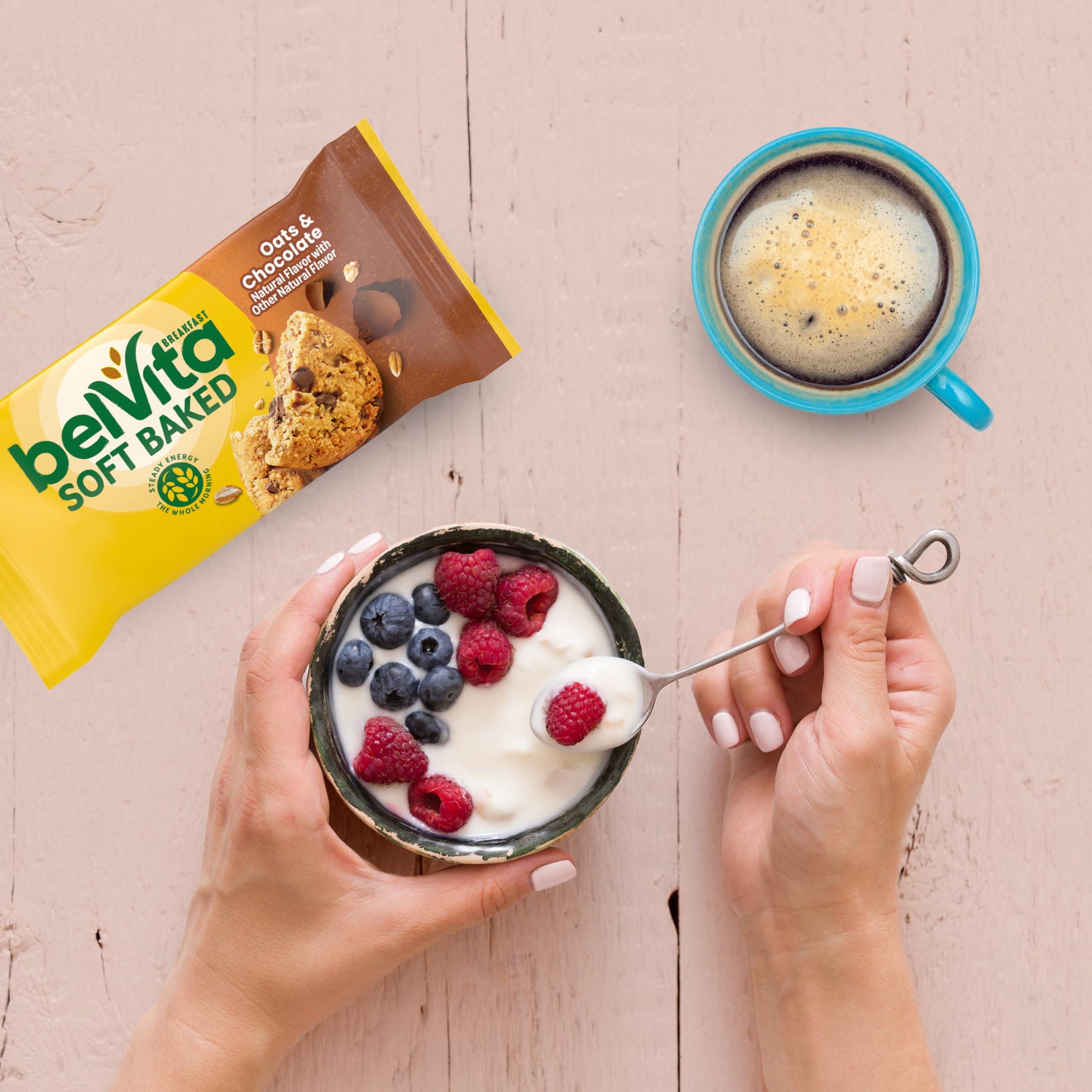 Belvita belVita Soft Baked Oats & Chocolate Breakfast Biscuits, Chewy Breakfast Bars, 6 Boxes of 5 Packs (1 Biscuit Per Pack)