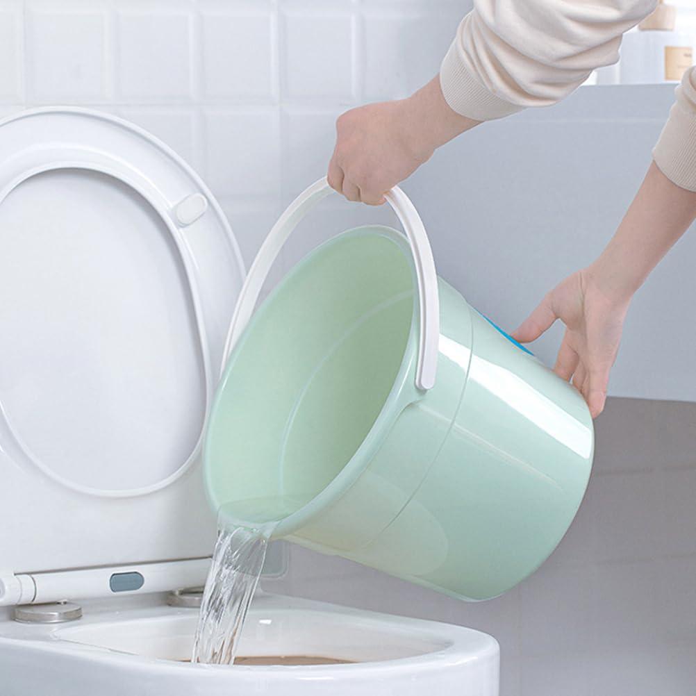 Amosfun Amosfun Plastic Buckets Plastic Bucket with Handle Round Water Bucket Bath Bucket Water Container for Camping Travel Beach Summer Party Accessory Green Cleaning Bucket