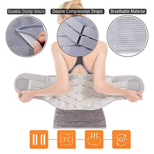 Health In Lower Back Braces for Back Pain Relief - Compression Belt for Men & Women - Lumbar Support Waist Backbrace for Herniated Disc, Sciatica, Scoliosis - Breathable Mesh Design, Adjustable Straps (M, Gray)