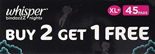 WHISPER Whisper Ultra Night Sanitary Pads for Women, XL+ 15 (Pack of 3) Napkins