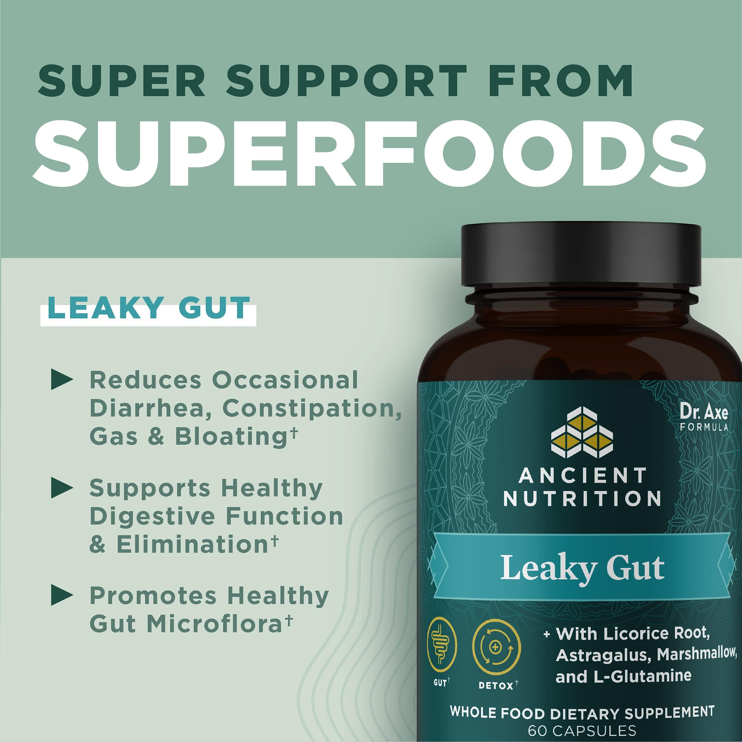 Ancient Nutrition Gut Health Supplement by Ancient Nutrition Leaky Gut Capsules, 60ctFormulated with Licorice Root, Astragalus, Marshmallow, and L-Glutamine, Gluten Free, Paleo and Keto Friendly, 60 Ct