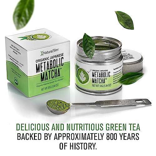 NaturalSlim NaturalSlim Metabolic Organic Matcha Powder Authentic Japanese Matcha Green Tea Powder - Antioxidant & Anti-Aging Pure Matcha Green Tea for Metabolism, Energy, and Concentration - 1.06 Oz