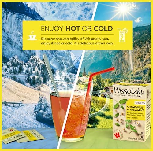 Wissotzky Tea Wissotzky Chamomile Tea with Nana Mint, Herbal Tea, 20 Tea Bags | Caffeine Free | Soothing Blend | Sleep Support