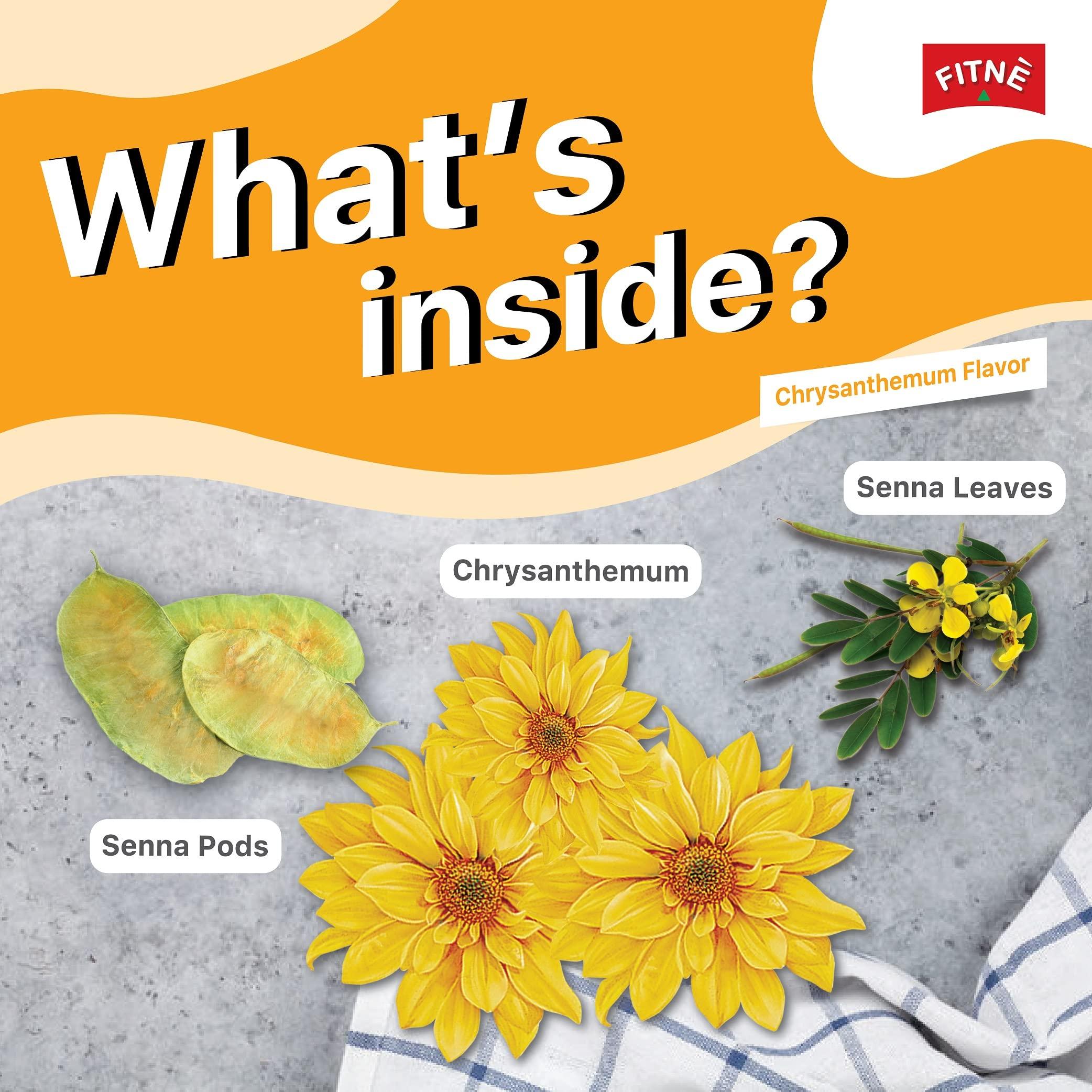 FITNÈ FITNE Chrysanthemum Herbal Tea Senna Infusion Smooth Mild Soothing Beverage Natural Gentle Detox Cleanse No Calories Caffeine Free, 15 Tea Bags