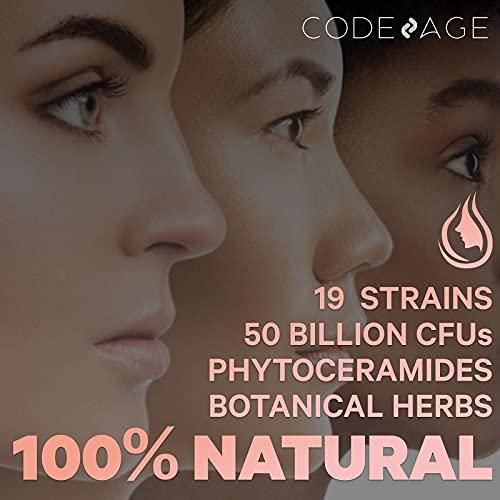 Codeage Codeage Skin Probiotics + Prebiotics - Skin Care Routine Supplement - 50 Billion CFU - Ayurvedic Botanical Herbs - Face Probiotics - Shelf Stable Cleanser, Non-GMO, Vegan - 60 Capsules