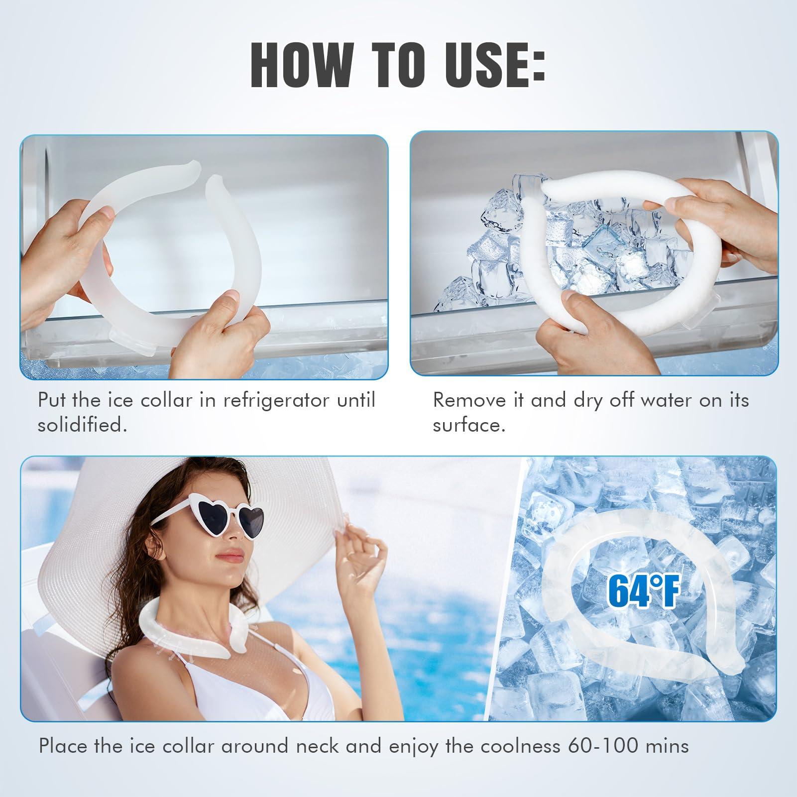 IGOHEALS Neck Cooling Tube - Reusable Ice Ring Neck Cooler Collar for Body in Hot Weather | Wearable 18/64 Frozen Cooling Neck Wraps Gel Pack for Outdoor Workers & Sports, Summer Heat & Flashes (1Pcs-White)