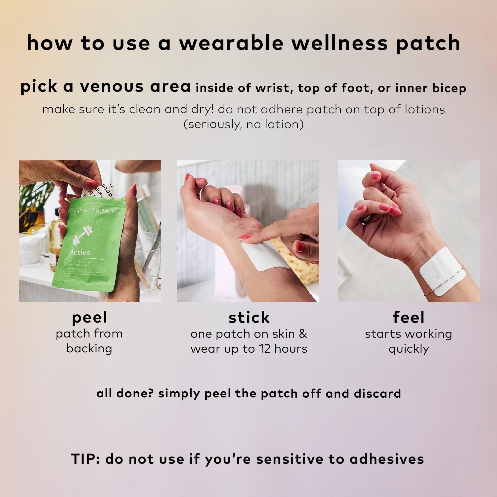 The Good Patch The Good Patch Active Patch, Energy Support, Natural Patch with Caffeine, Beta Alanine, Rhodiola, Plant Powered Wearable Wellness, Sustained Release (16 Total Patches)