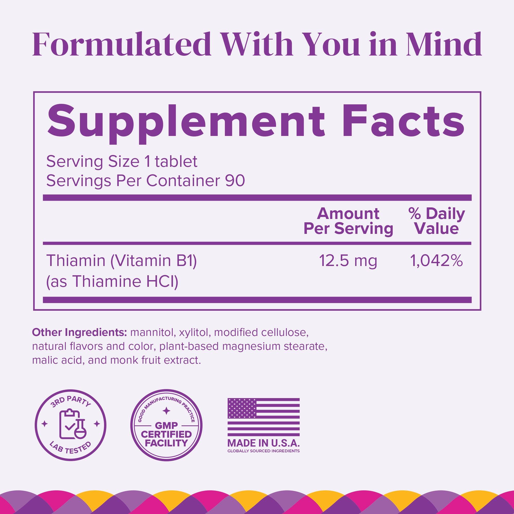 BariMelts Barimelts Vitamin B1-90 Fast-Dissolving Tablets (3-Month Supply) - Sugar-Free Bariatric Vitamins for Women, Natural Berry Flavor