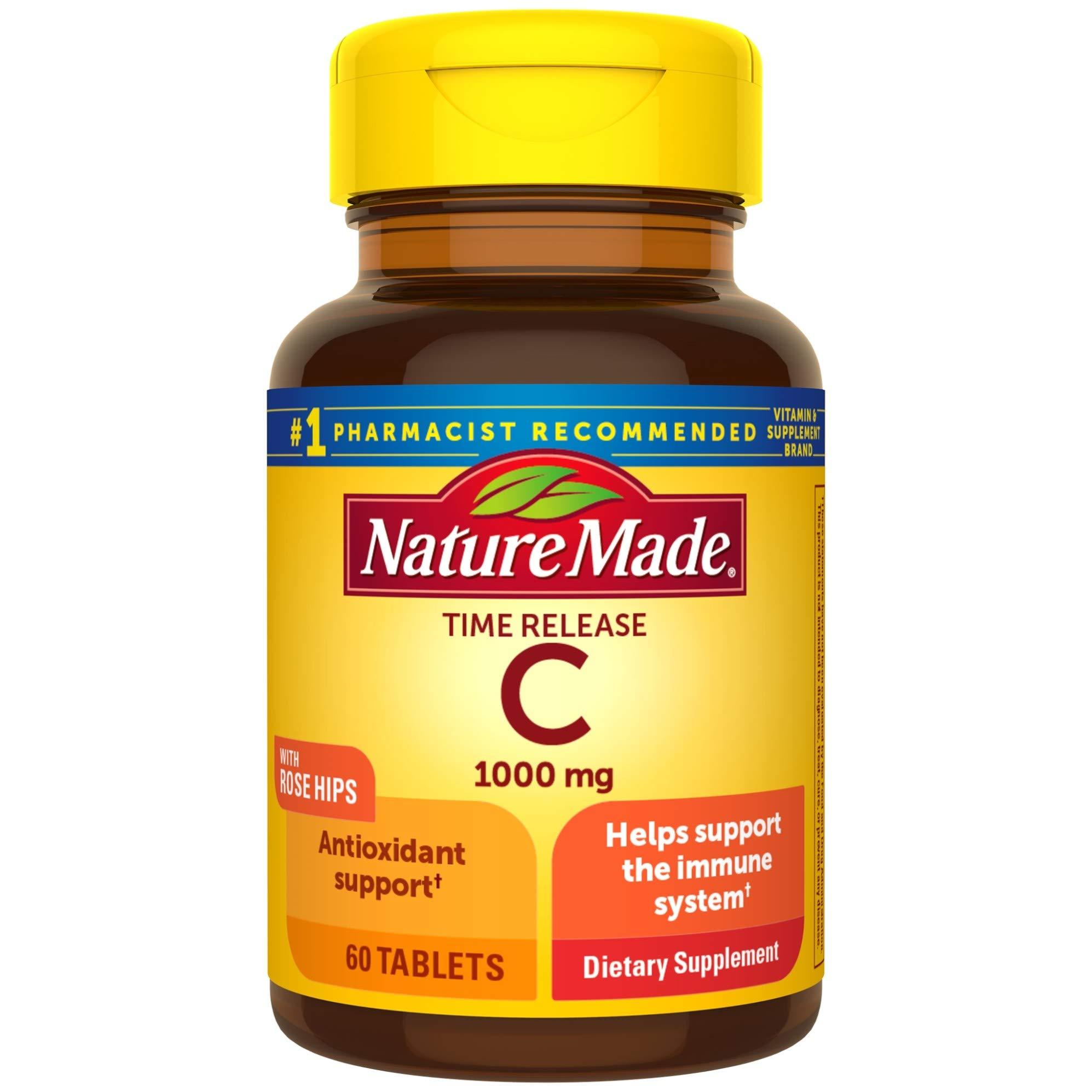 Nature Made Nature Made Vitamin C 1000 mg Time Release Tablets with Rose Hips, 60 Count to Help Support the Immune System