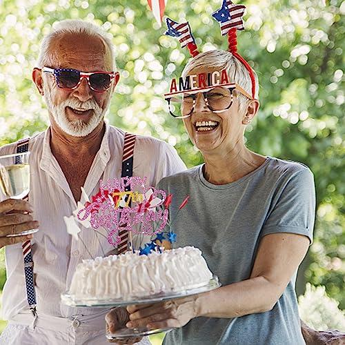 MINUET MINUTE Pink Glitter Happy 77th Birthday Cake Topper, Seventy Seven Years Old Birthday Party Cake Decor, Gold Number 77 Birthday Party Supplies Decorations for Man or Woman