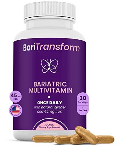 BariTransform BariTransform Bariatric Multivitamin with Iron Capsule 30 Ct Bariatric Vitamins Multivitamin with Organic Ginger Root for Digestion Support Once-A-Day Vitamins