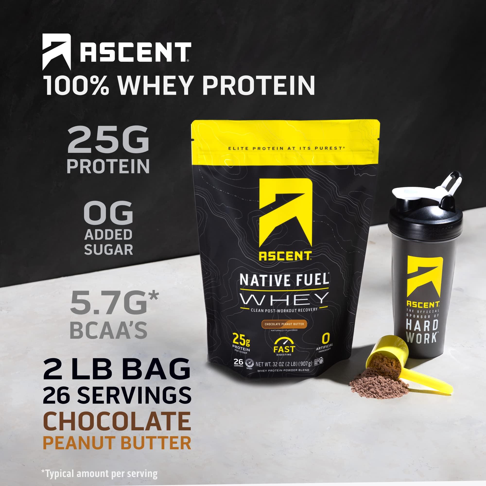 Ascent Ascent Whey + Plant Protein Powder - Chocolate Peanut Butter 2 lb & Chocolate 18 Servings