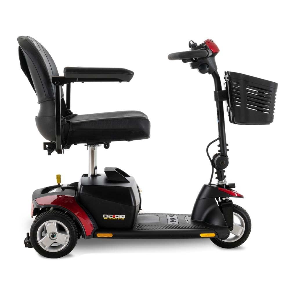 Pride Mobility Pride Mobility Go-Go Elite Traveller 3-Wheel SC40E 18AH, Indoor & Outdoor Travel Electric Mobility Scooter w/Red & Blue Shroud Inserts for Adults, 300 lbs. WC, Up to 4 MPH, 10.5 Range Per Charge