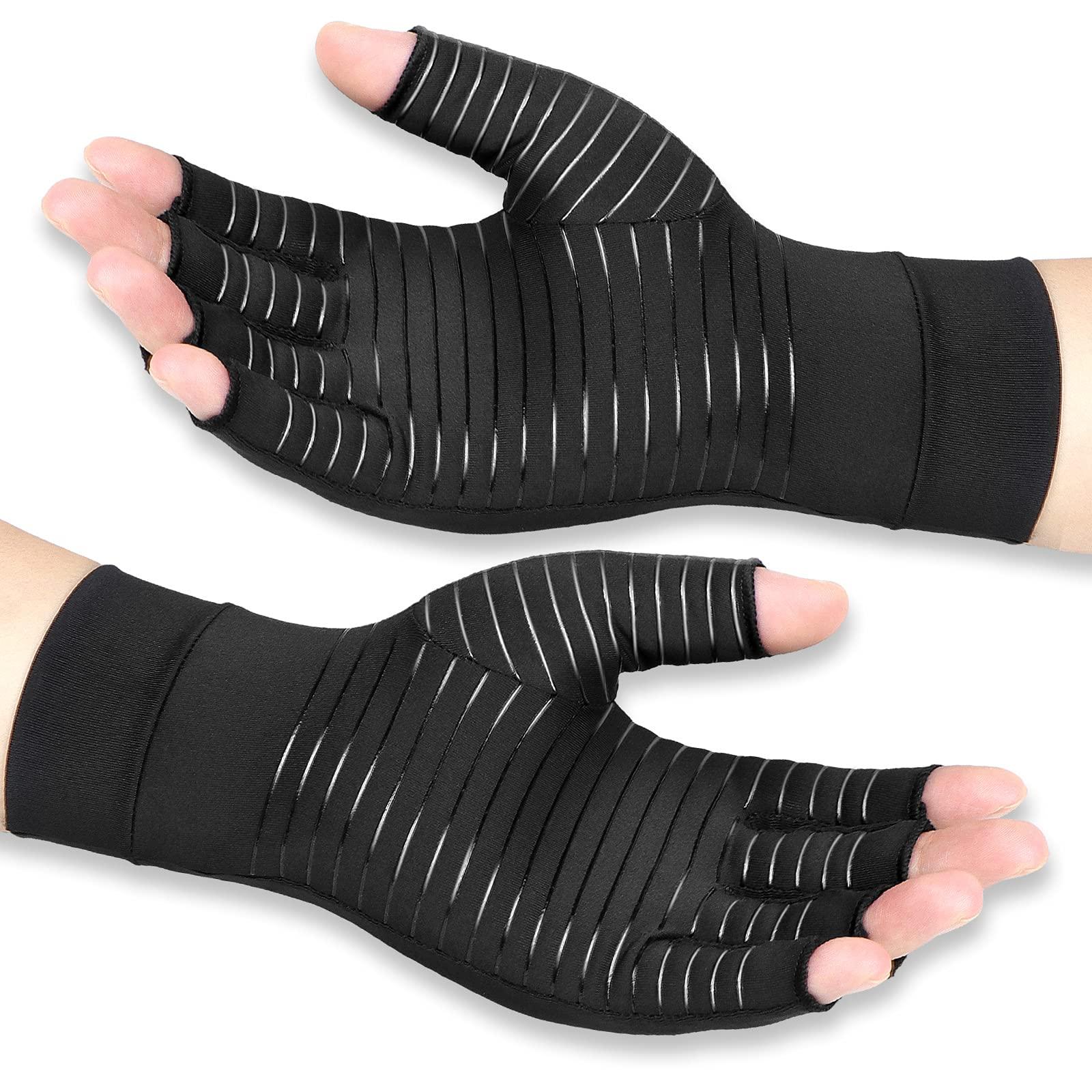 Vlela Vlela Copper Arthritis Compression Gloves Women Men Relieve Hand Pain Swelling and Carpal Tunnel Fingerless for Typing, Support for Joints, X-Large