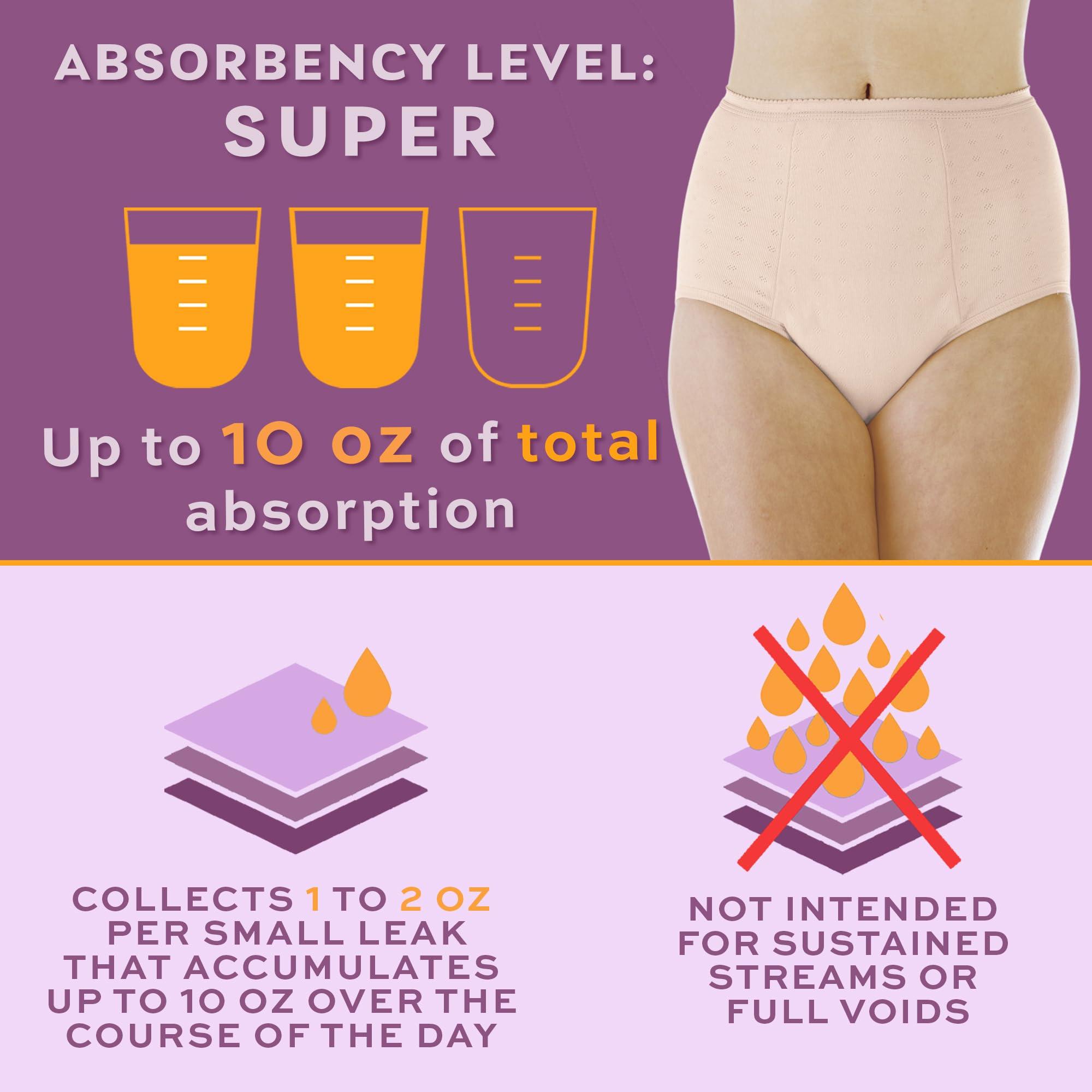 Wearever Wearever Women's Incontinence Underwear for Bladder Control with Super Absorbency - Reusable & Washable Leak Proof Underwear for Women - (Pack of 3) - (Assorted) (L) (Fits Hip: 41-42)