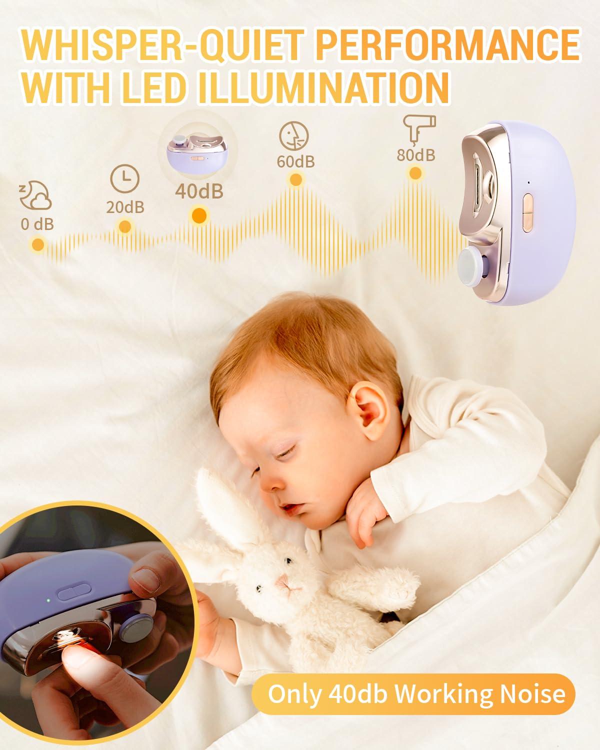 Auiepet 3 in 1 Automatic Electric Nail Clipper with Polishing, 2025 Electric Nail Trimmer, Upgrade Two-Speed Adjustment Electric Toe Nail Clippers Nail Cutter with Light for Baby Adult and Seniors (White)